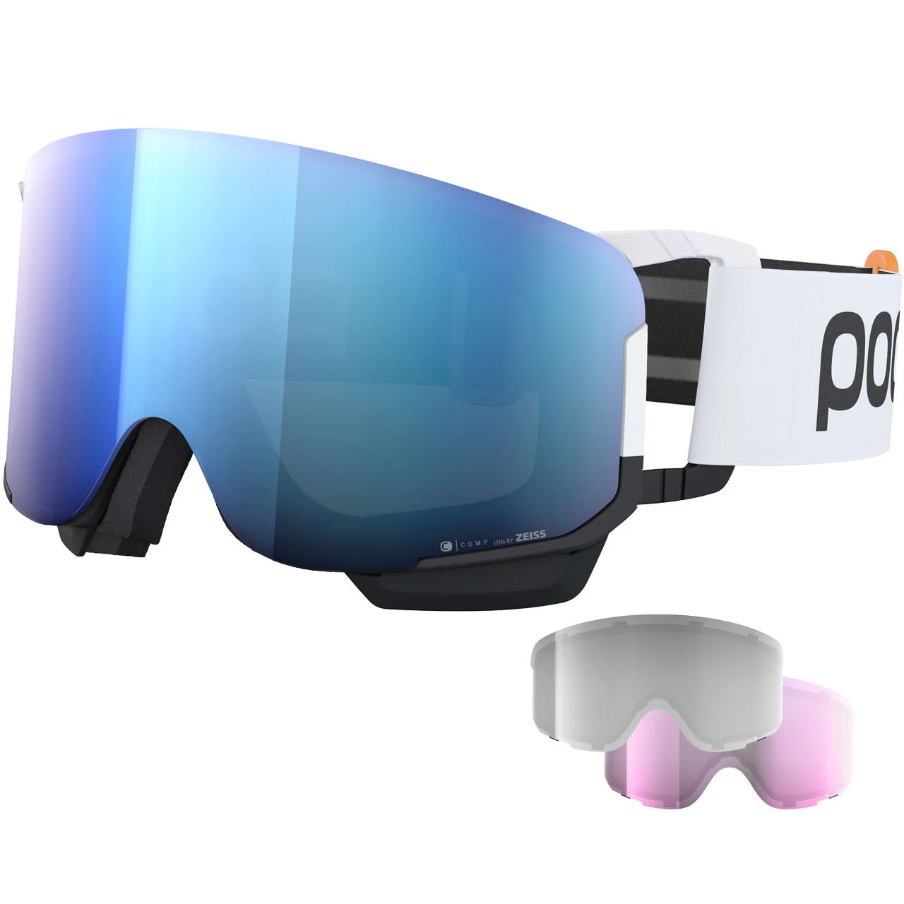 POC Nexal Mid Clarity Comp+ Hydrogen White/uranium Black/spektris Blue + 2 Lenti Di Riserva 3 POC Nexal Mid Clarity Comp+ Hydrogen White/uranium Black/spektris Blue + 2 Lenti Di Riserva